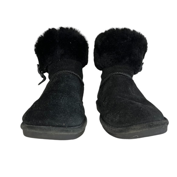 Bearpaw Abby Suede Ankle Bootie with Sheepskin Collar Black Size 9 - Picture 3 of 9